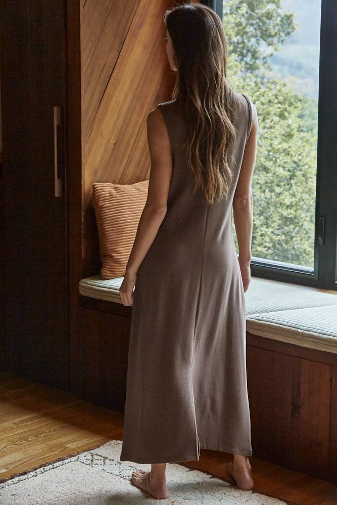 Chloe Knit Ribbed Sleeveless Midi Dress